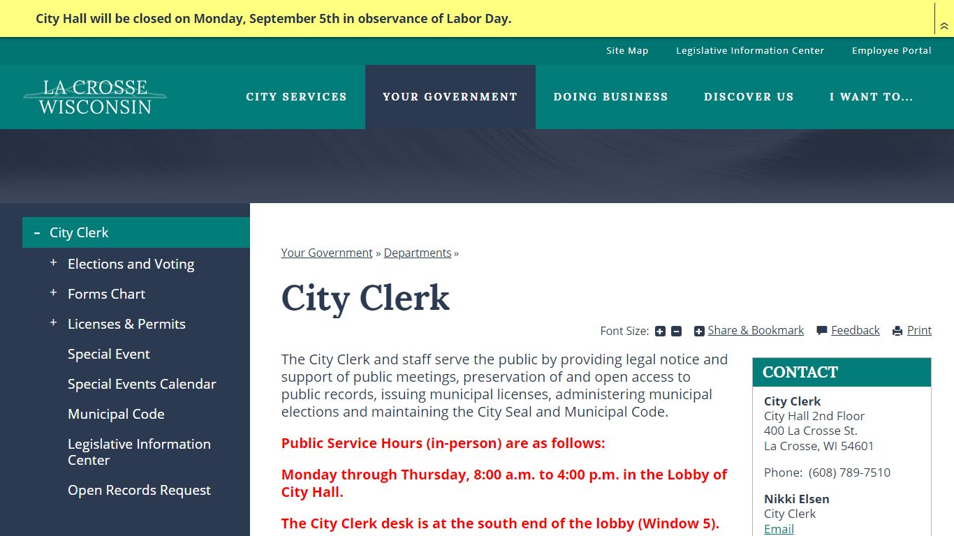 City Clerk | La Crosse, WI