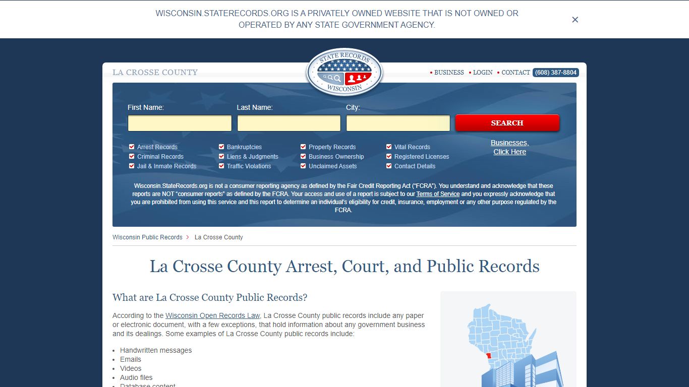 La Crosse County Arrest, Court, and Public Records